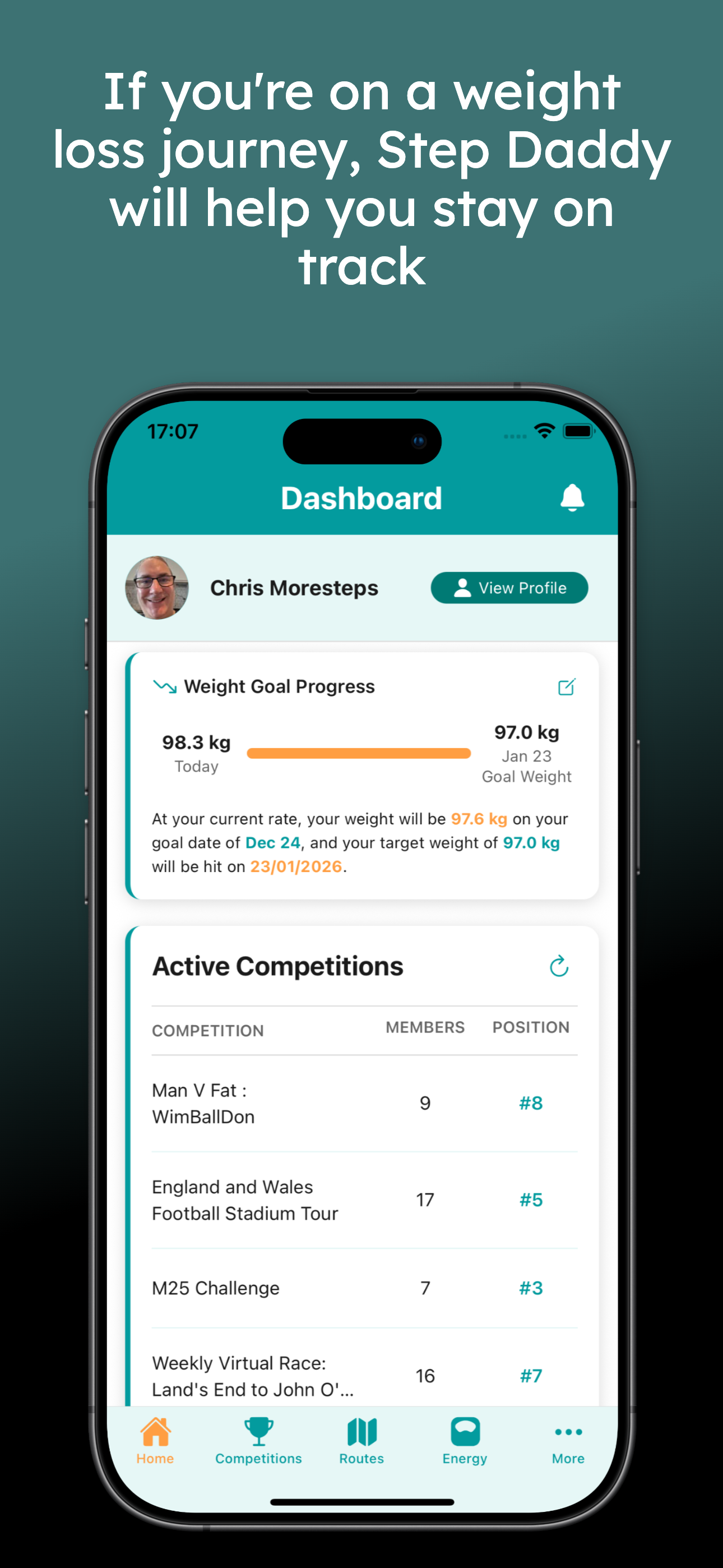 Weight loss tracking with goal progress